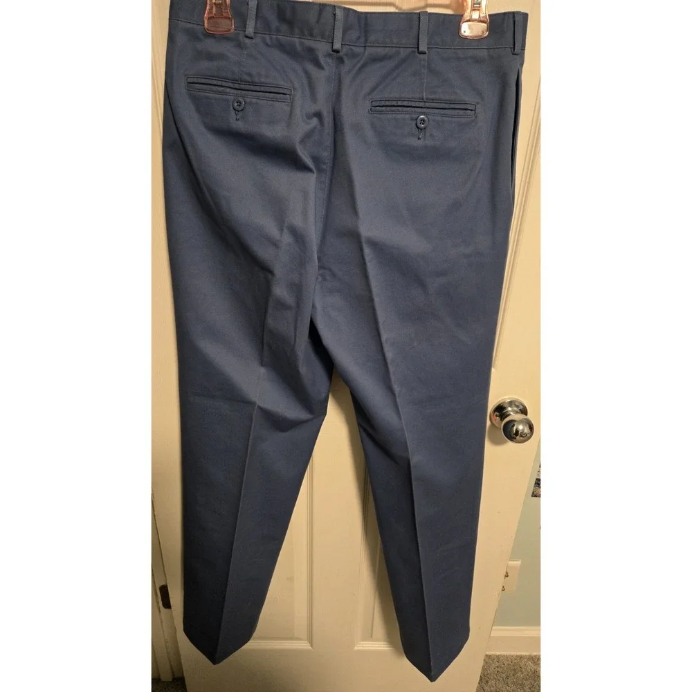 Lot 2 Lands' End Men's Chino Pants ~ 34x32 Tailored Fit Blue & Olive Cotton PICS